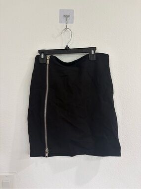 by the way. Black Pencil Skirt with Silver Diagonal Zipper